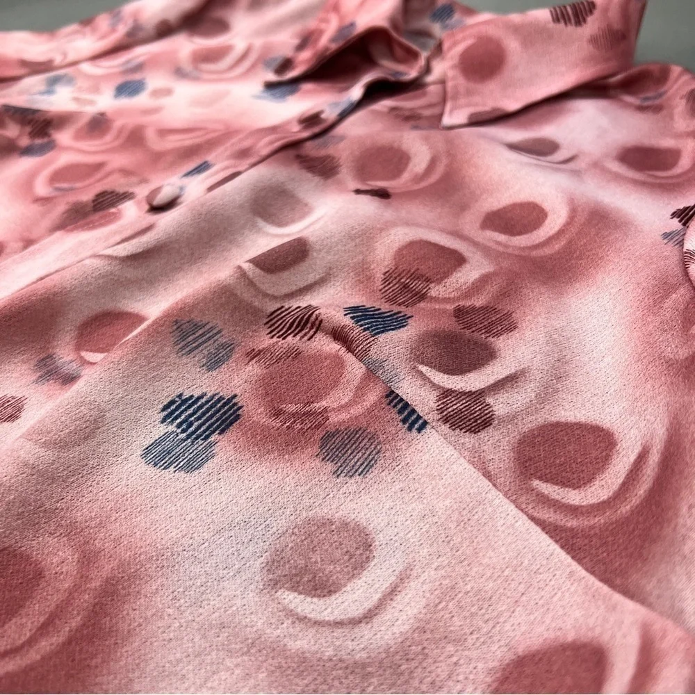 80s VTG Abstract Allover Print Button Up Shirt - Picture 6 of 9